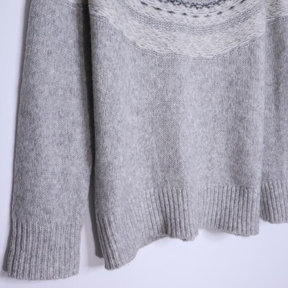 THEORY Fair Isle Sweater Melange Light Grey Wool Blend Long Sleeve Women's P/00 - Picture 5 of 11